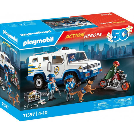 PLAYMOBIL 71595 Fourgon blindé avec convoyeurs de fonds Action Heroes
