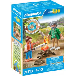 PLAYMOBIL Jeux d'imitation Grand-père petite fille et feu de camp