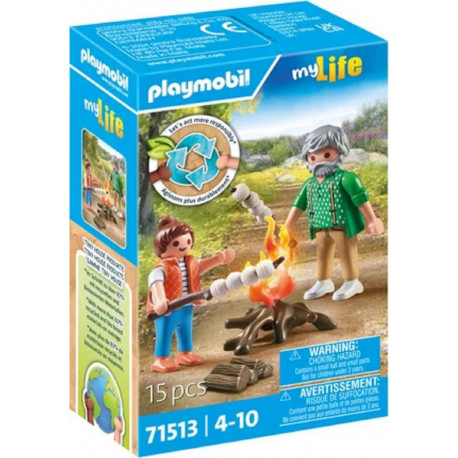 PLAYMOBIL Jeux d'imitation Grand-père petite fille et feu de camp