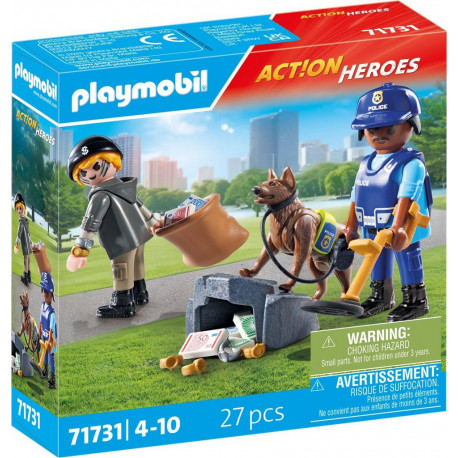 PLAYMOBIL Policier Chien de Recherche et Voleur