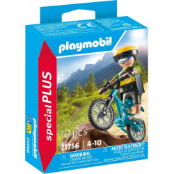 PLAYMOBIL Cycliste avec VTT et souche d'arbre
