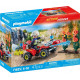 PLAYMOBIL Pompier avec Quad et Arbustes Enflammés