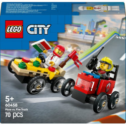 LEGO 60458 City Pack de Bolide de Course Camion de Pizza contre Camion de Pompiers