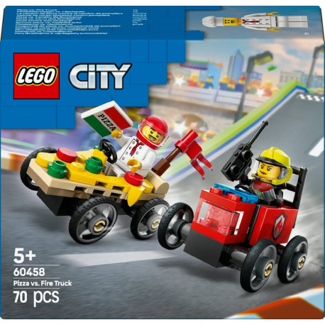 LEGO 60458 City Pack de Bolide de Course Camion de Pizza contre Camion de Pompiers