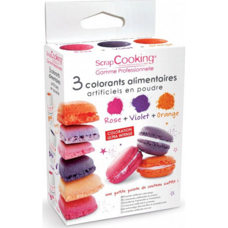 Scrapcooking 4013 15 G Poudre Orange, Rose, Violet Colorant Alimentaire Artificiel