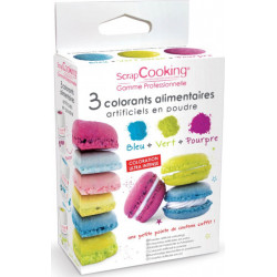 Scrapcooking 4014 15 G Poudre Bleu, Vert, Violet Colorant Alimentaire Artificiel