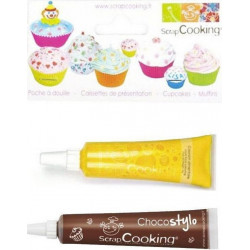 SCRAPCOOKING Stylo Chocolat + Colorant Alimentaire Liquide Tube Jaune