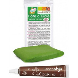 SCRAPCOOKING Stylo Chocolat + Pâte À Sucre Vert Foncé 100g