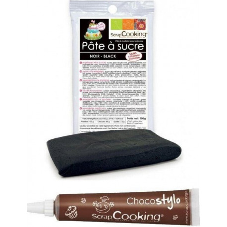 SCRAPCOOKING Stylo Chocolat + Pâte À Sucre Noire 100g