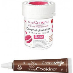 SCRAPCOOKING Stylo Chocolat + Colorant Alimentaire Rose