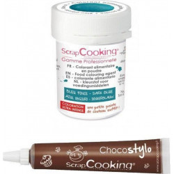 SCRAPCOOKING Stylo Chocolat + Colorant Alimentaire En Poudre Bleu Foncé