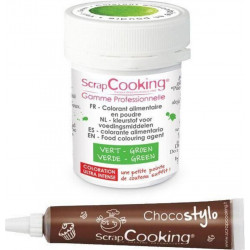 SCRAPCOOKING Stylo Chocolat + Colorant Alimentaire En Poudre Vert
