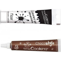 SCRAPCOOKING Stylo Chocolat + Gel Colorant Alimentaire Noir
