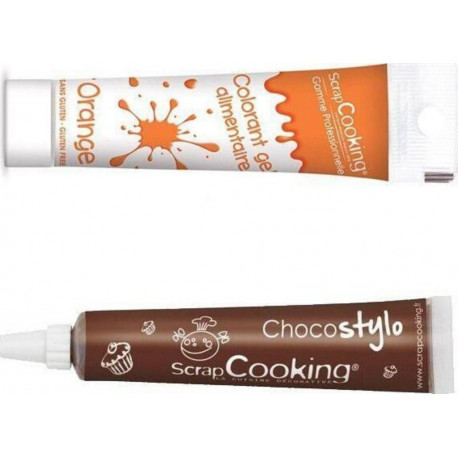 SCRAPCOOKING Stylo Chocolat + Gel Colorant Alimentaire Orange