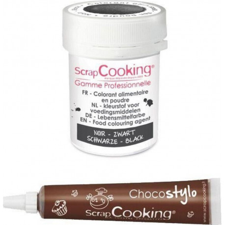 SCRAPCOOKING Stylo Chocolat + Colorant Alimentaire En Poudre Noir