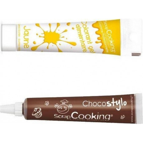 SCRAPCOOKING Stylo Chocolat + Gel Colorant Alimentaire Jaune