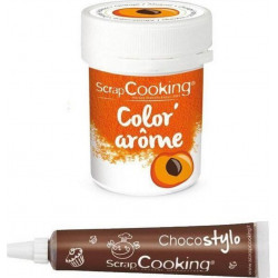 SCRAPCOOKING Colorant Alimentaire Orange Arôme Abricot + Stylo Chocolat