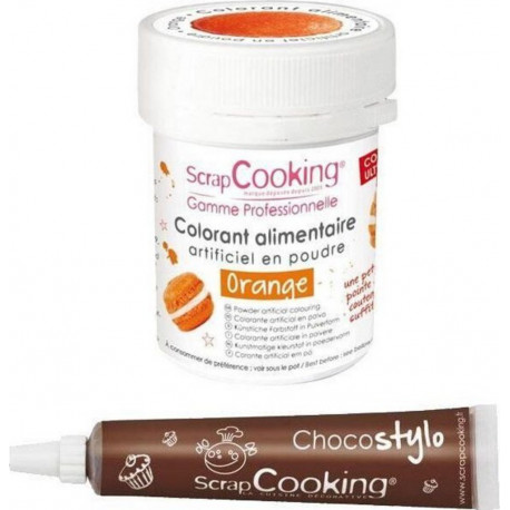 SCRAPCOOKING Colorant Alimentaire Orange + Stylo Chocolat