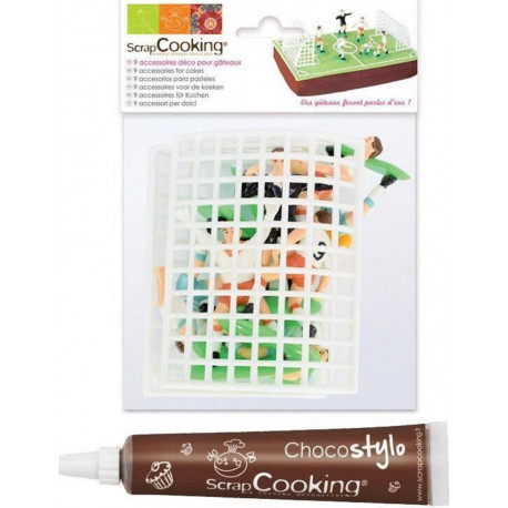 SCRAPCOOKING Décoration Pour Gâteau Terrain De Football + Stylo Chocolat
