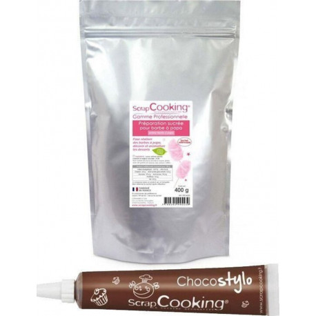 SCRAPCOOKING Préparation Pour Barbe À Papa Rose 400 G + 1 Stylo Chocolat