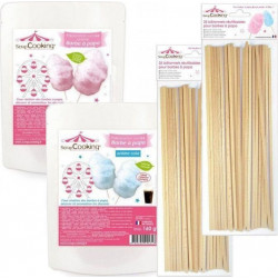 SCRAPCOOKING Préparation Barbe À Papa Bleue + Rose + 50 Bâtonnets