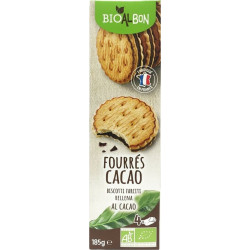 BIOALBON Biscuits Fourrés Cacao Bio Fabriqué En France Bioalbon Paquet 185g