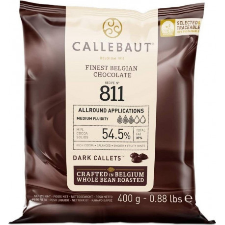 CALLEBAUT Chocolat De Couverture Noir Select 54.5% Cacao Callets 400g Callebaut