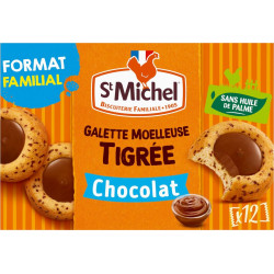 ST MICHEL Galette Moelleuse Tigrée Chocolat Format Familial x12 360g
