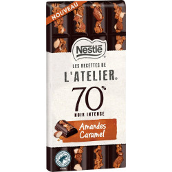 NESTLE LES RECETTES DE L'ATELIER Tablette de Chocolat Noir Amandes Caramel