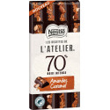 NESTLE LES RECETTES DE L'ATELIER Tablette de Chocolat Noir Amandes Caramel