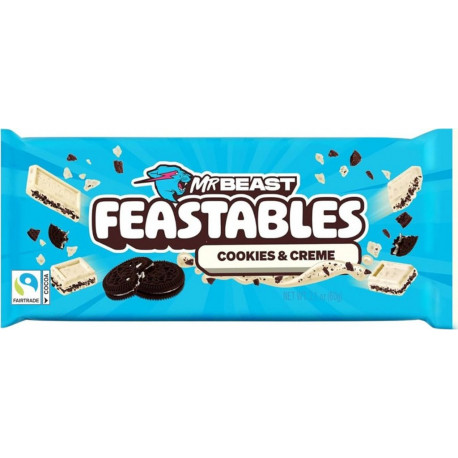 FEASTABLES Tablette de Chocolat Blanc Cookies et Crème