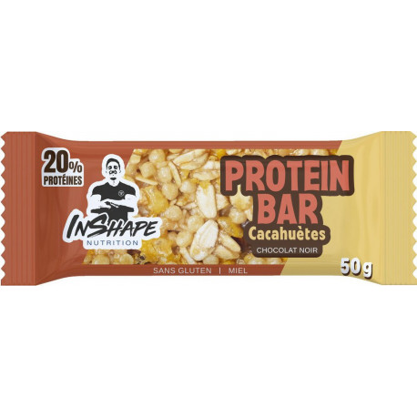 INSHAPE NUTRITION Barre Protéinée Aux Cacahuètes Enrobée de Chocolat Noir Inshape Nutrition