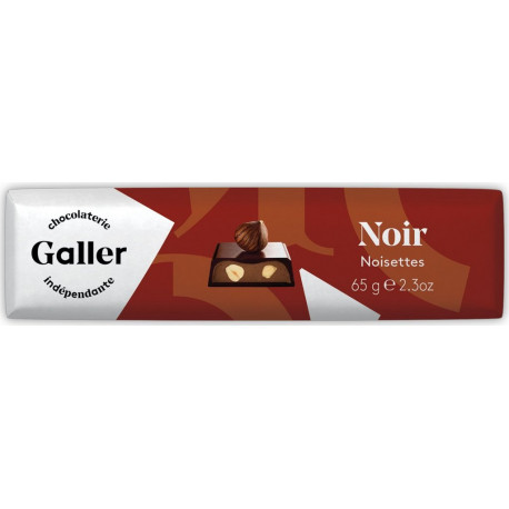 GALLER CHOCOLATIER Chocolat Bâton noir Fourré aux Noisettes