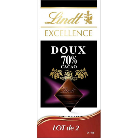 Lindt EXCELLENCE NOIR 70% DOUX 2x100g 200g
