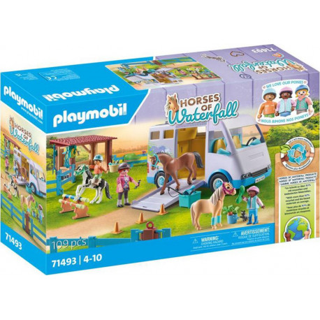 PLAYMOBIL Le Poney Club Van pour cheval et poneys avec enclos 71493