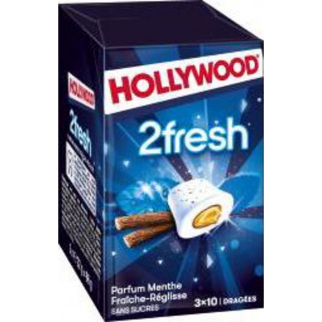 Hollywood Chewing gum 2fresh Menthe réglisse 3x22g 66g