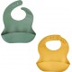 Silicone Lot De 2 Bavoirs 1 Vert Cactus + 1 Jaune Miel