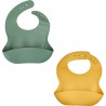 Silicone Lot De 2 Bavoirs 1 Vert Cactus + 1 Jaune Miel