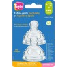 TIGEX Tétine plate silicone base large liquide épais et céréales dès 12 lot de 2 tétines
