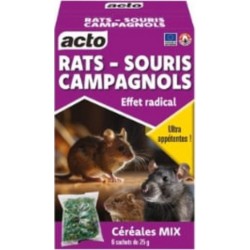 ACTO Appât Céréales Anti-rongeurs Acto 150 G Pour Taupes, Souris, Rats