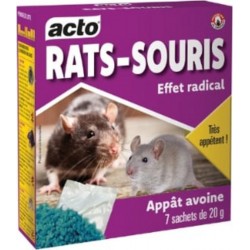 ACTO Appât Céréales Acto Anti-rongeurs Rats Souris Brodifacoum 7 X 20g