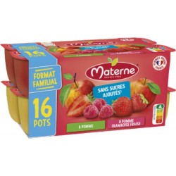 MATERNE Compote pomme, pomme fraise framboise sans sucres ajoutés