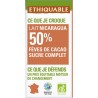 ETHIQUABLE Chocolat au Lait du Nicaragua 50% Fèves de Cacao Sucre Complet Bio