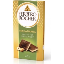 FERRERO ROCHER Tablette de Chocolat lait macadamia noisettes 90g