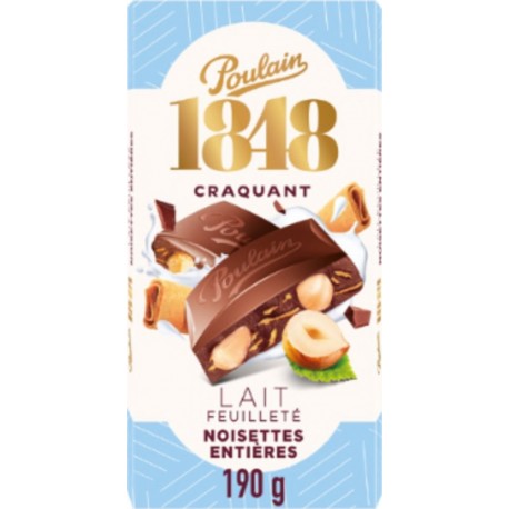 POULAIN Chocolat Au lait aux Noisettes Entières et Eclats de Crêpes Dentelle au Beurre