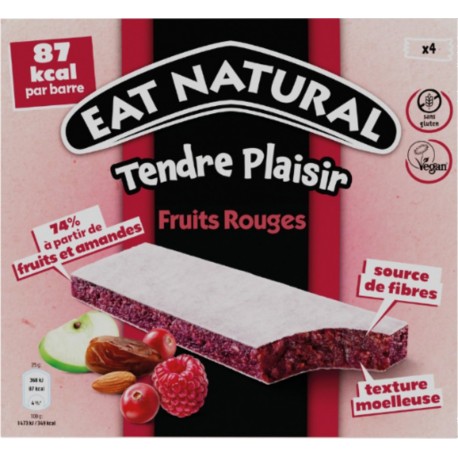 EAT NATURAL Barre Tendre Plaisir Fruits Rouges 74% à Partir de Fruits et Amandes