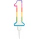 PARIS PRIX Bougie D'anniversaire chiffre 1 10cm Multicolore