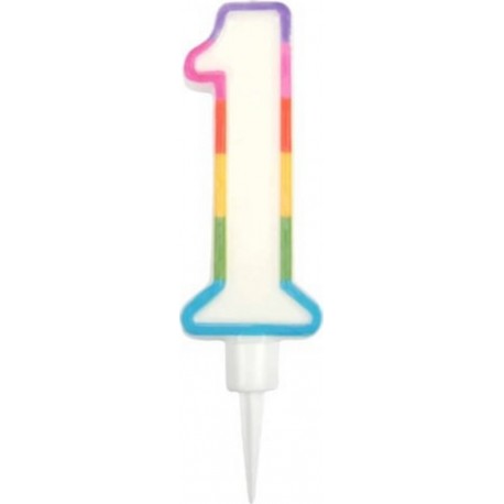 PARIS PRIX Bougie D'anniversaire chiffre 1 10cm Multicolore