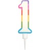 PARIS PRIX Bougie D'anniversaire chiffre 1 10cm Multicolore