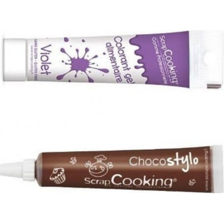 SCRAPCOOKING Stylo Chocolat + Colorant Alimentaire En Gel Violet